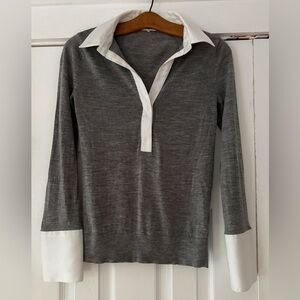 Club Monaco‎ Gray and White Knit Top Size XS EUC
